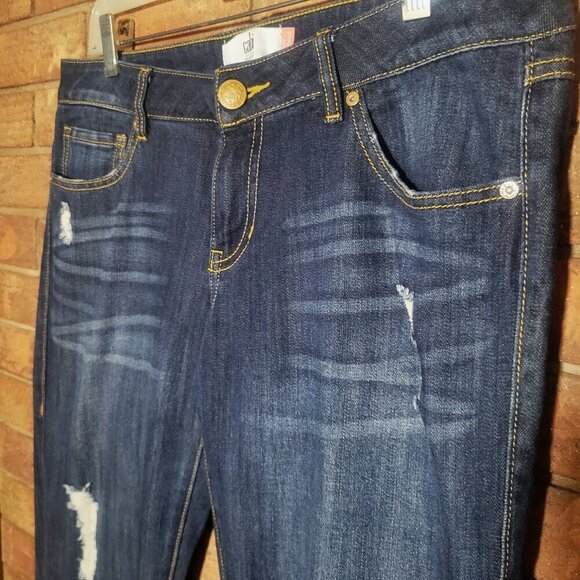 Like New! CAbi Slim Boyfriend Distressed Blue Jean - Size 8 - Picture 2 of 13